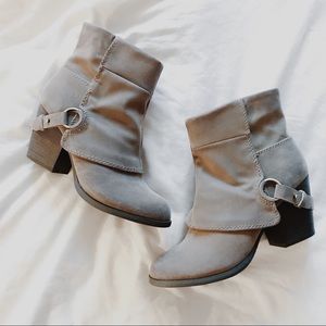Faux Suede Buckle Booties